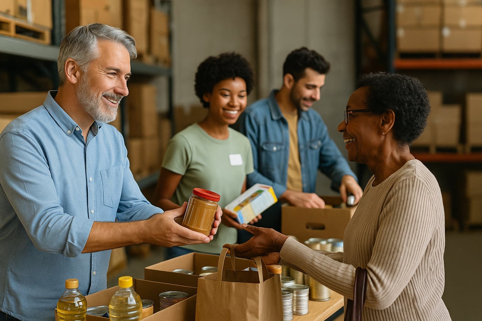 people helping at food bank people helping at food bank