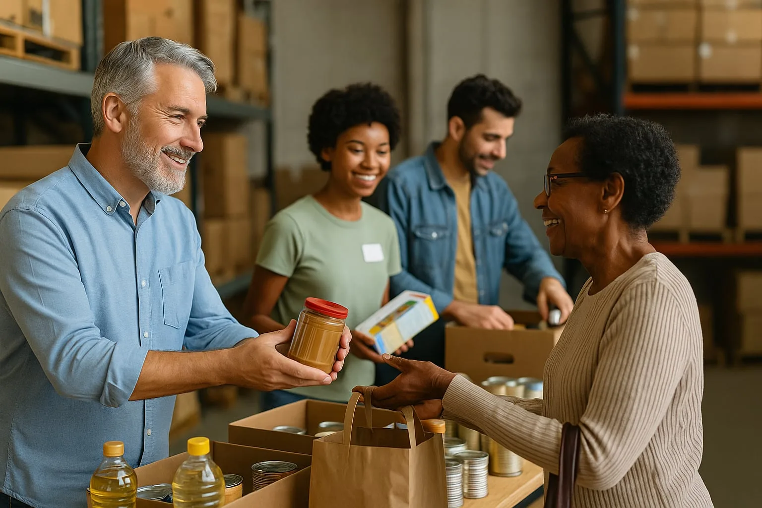 people helping at food bank people helping at food bank